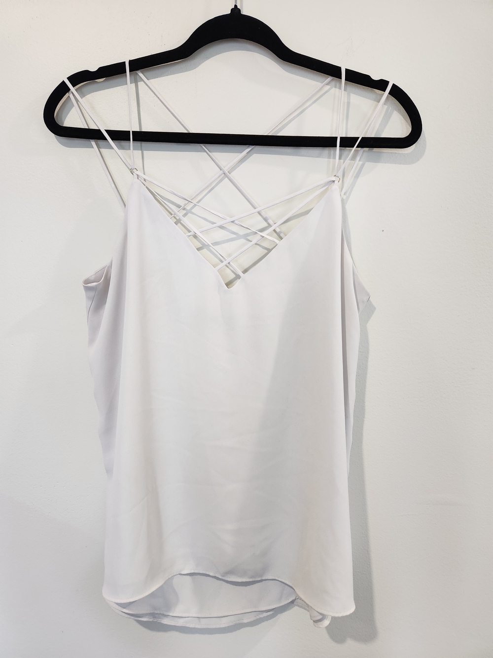 Express White Strappy Lattice V-Neck Camisole